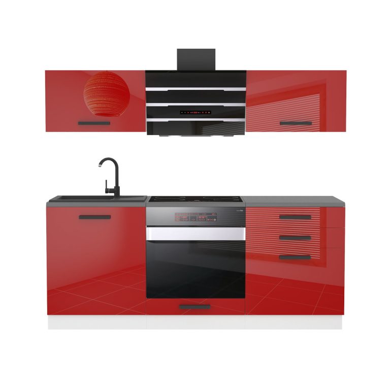 Belini Cucina Premium 180 cm rosso lucido con piano di lavoro SOPHIA Produttore INF SOPHIA/0/WT/R/B/B1