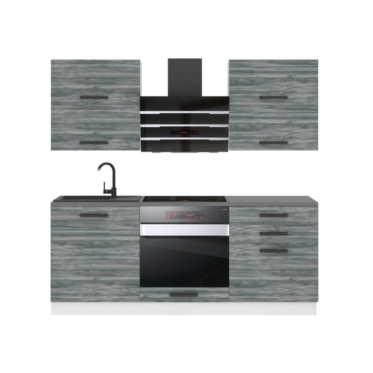 Belini Cucina  Premium 180 cm Grigio Antracite Glamour Wood senza piano di lavoro EMILY Produttore TOR EMILY/0/WT/GW/0/B1