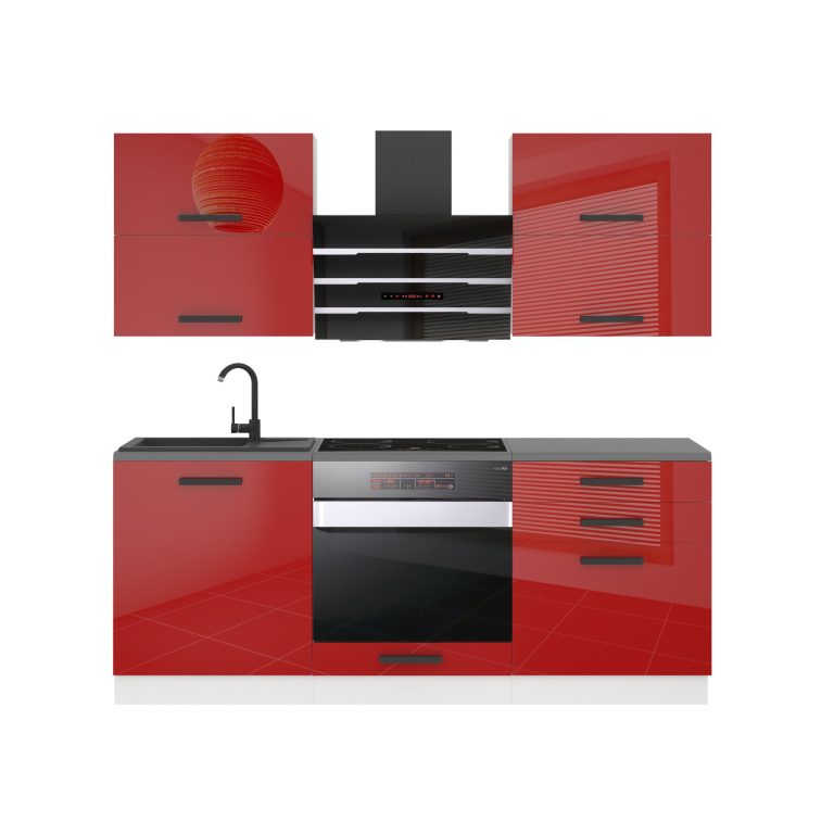 Belini Cucina Premium 180 cm rosso lucido senza piano di lavoro EMILY Produttore INF EMILY/0/WT/R/0/B1