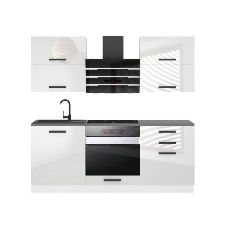Belini Cucina Premium 180 cm bianco lucido con piano di lavoro EMILY Produttore INF EMILY/0/WT/W/B/B1