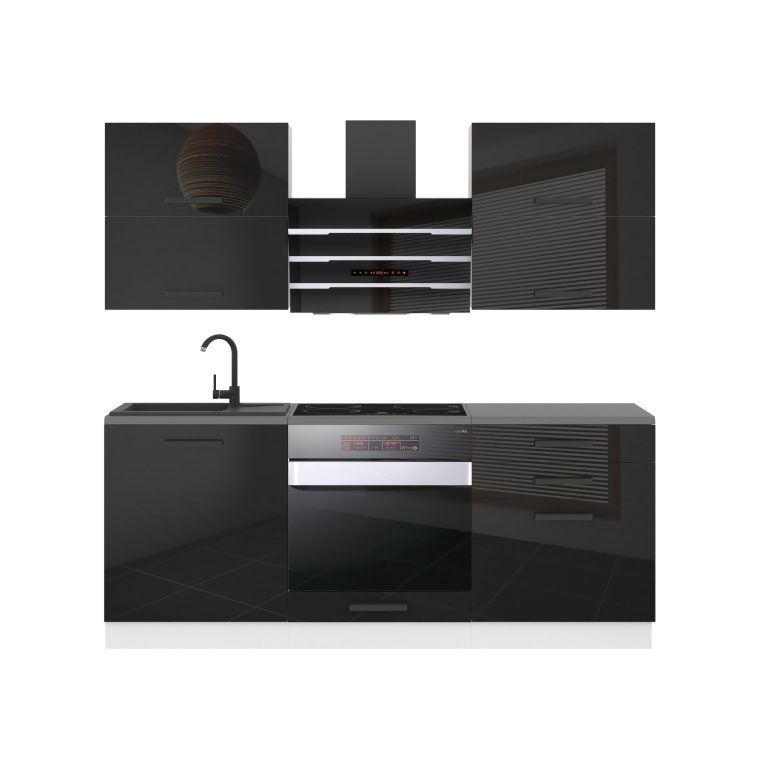 Belini Cucina Belini Premium 180 cm nero lucido con piano di lavoro EMILY Produttore INF EMILY/0/WT/B/B/B1