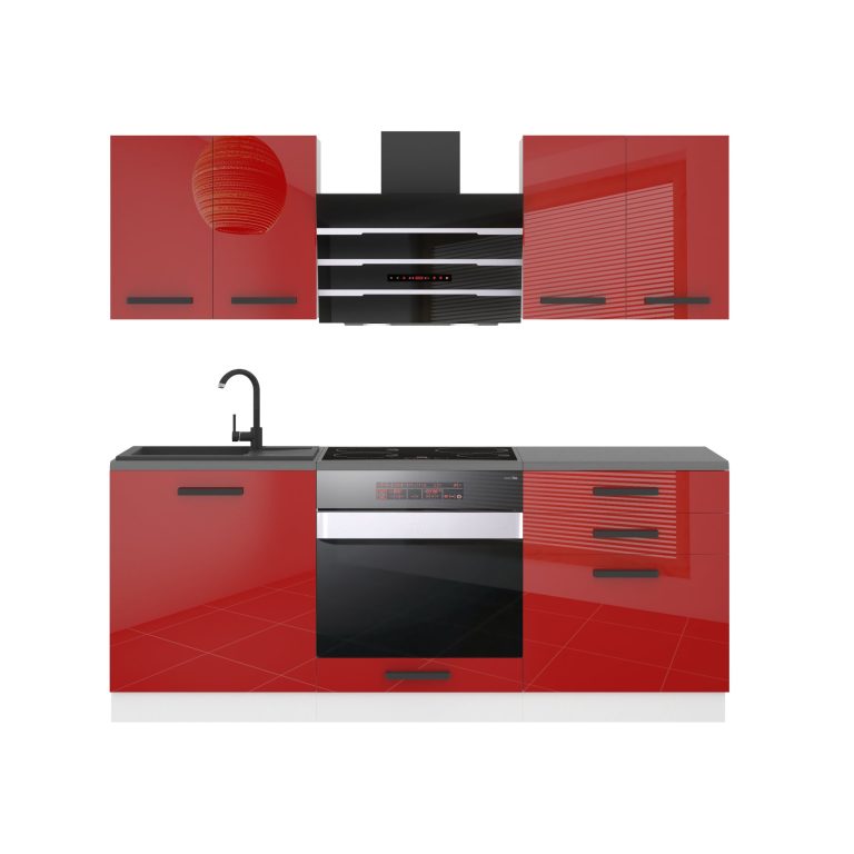 Belini Cucina Premium 180 cm rosso lucido senza piano di lavoro MARY Produttore INF MARY/0/WT/R/0/B1