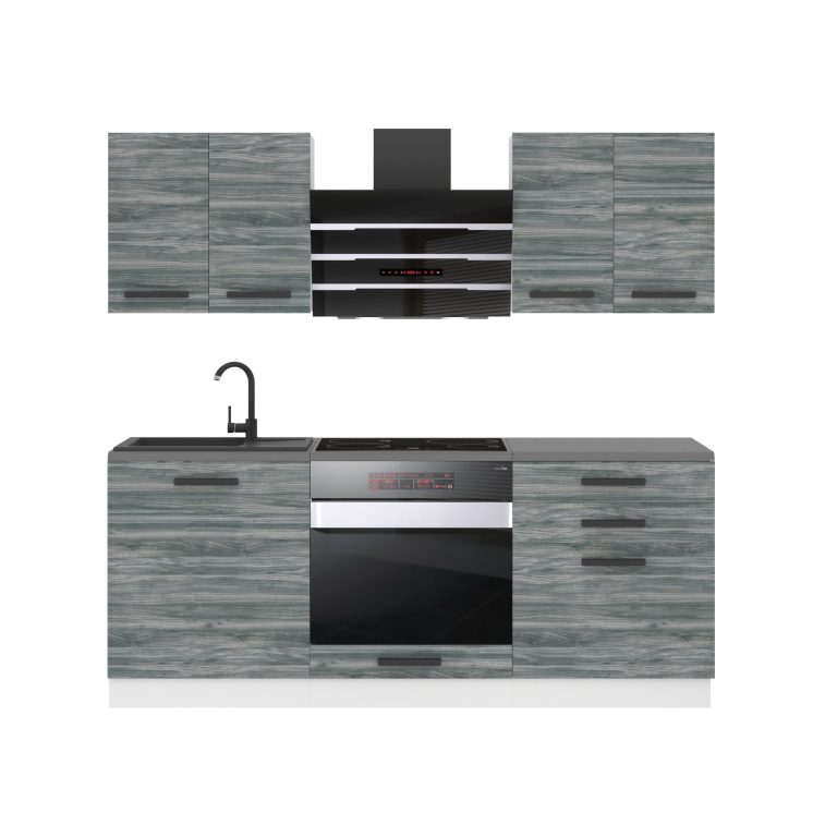 Belini Cucina Belini Premium 180 cm grigio antracite Glamour Wood con piano di lavoro MARY Produttore TOR MARY/0/WT/GW/B/B1