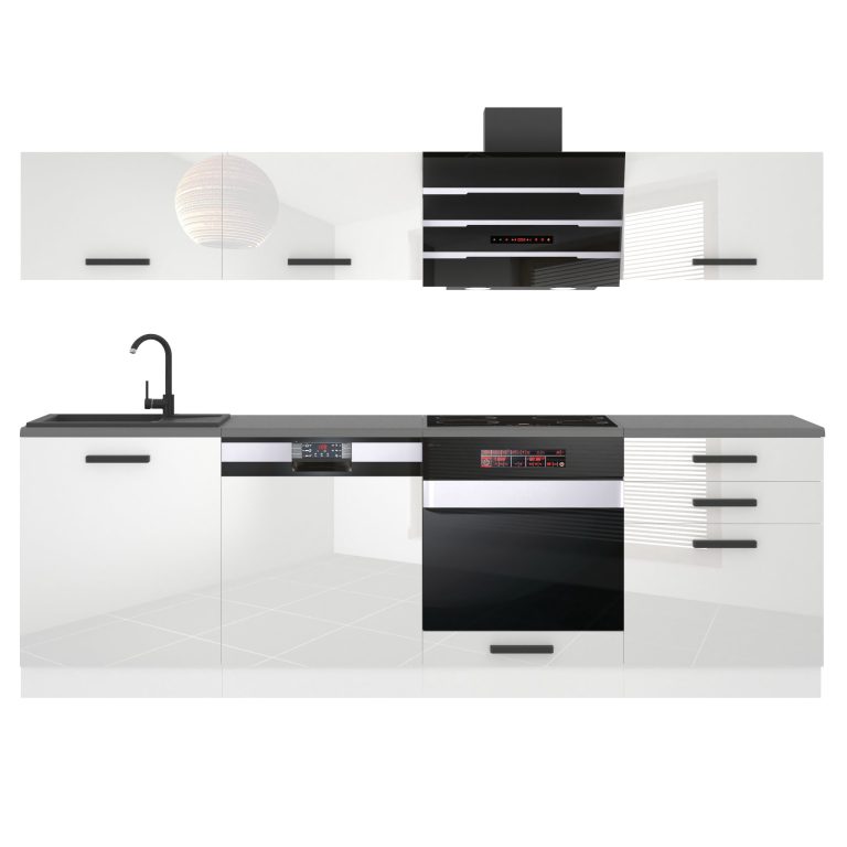 Belini Cucina Premium 240 cm bianco lucido senza piano di lavoro LINDA Produttore INF LINDA/0/WT/W/0/B1