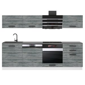 Belini Cucina Premium 240 cm Grigio Antracite Glamour Wood con piano di lavoro LINDA Produttore