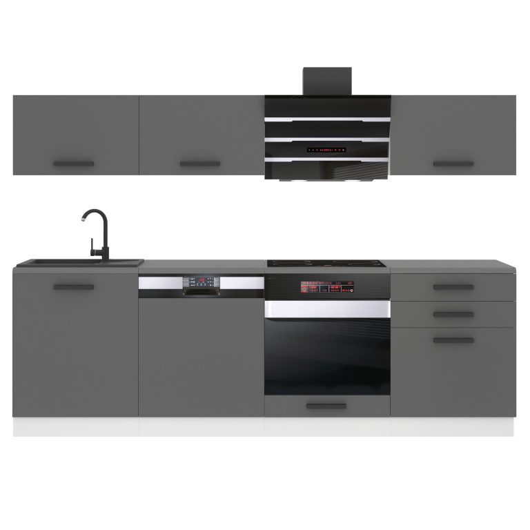 Belini Cucina Premium 240 cm grigio opaco con piano di lavoro LINDA Produttore TOR LINDA/0/WT/SR/B/B1