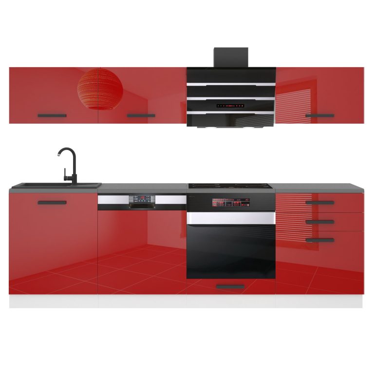 Belini Cucina Belini Premium 240 cm rosso lucido con piano di lavoro LINDA Produttore INF LINDA/0/WT/R/B/B1