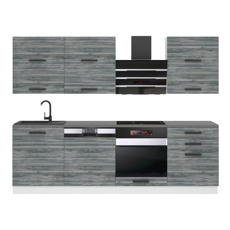 Belini Cucina Premium 240 cm Grigio Antracite Glamour Wood senza piano di lavoro MADISON Produttore TOR MADISON/0/WT/GW/0/B1