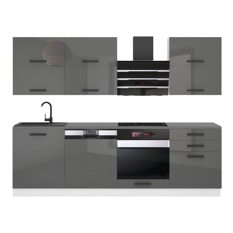 Belini Cucina Premium 240 cm grigio lucido senza piano di lavoro MADISON Produttore INF MADISON/0/WT/S/0/B1