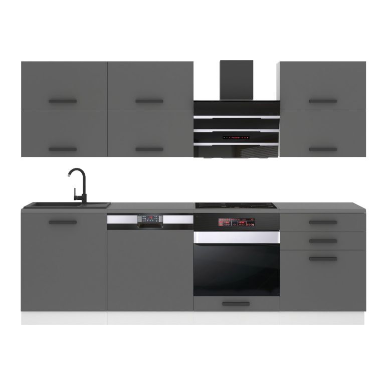 Belini Cucina Premium 240 cm grigio opaco con piano di lavoro MADISON Produttore TOR MADISON/0/WT/SR/B/B1