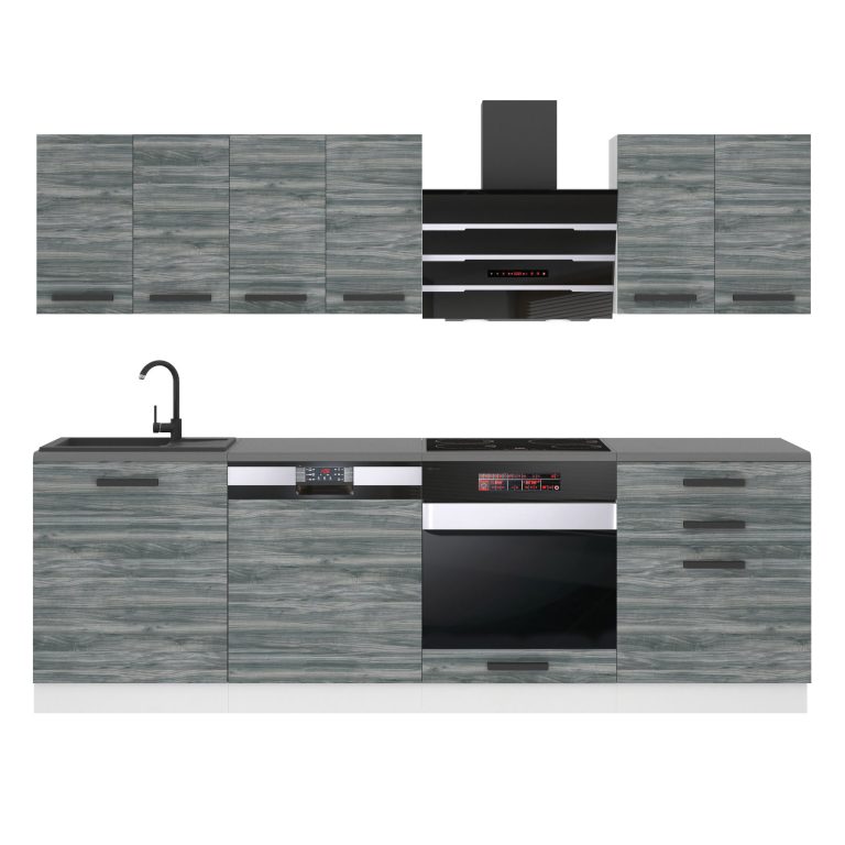 Belini Cucina Premium 240 cm Grigio Antracite Glamour Wood senza piano di lavoro SUSAN Produttore TOR SUSAN/0/WT/GW/0/B1