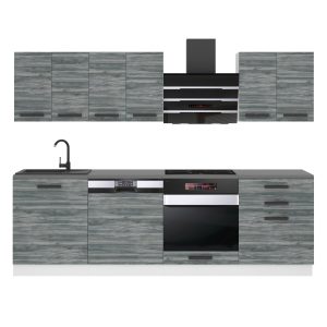 Belini Cucina Premium 240 cm Grigio Antracite Glamour Wood con piano di lavoro SUSAN Produttore