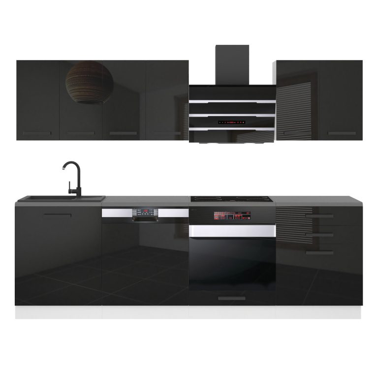 Belini Cucina Premium 240 cm nero lucido con piano di lavoro SUSAN Produttore INF SUSAN/0/WT/B/B/B1