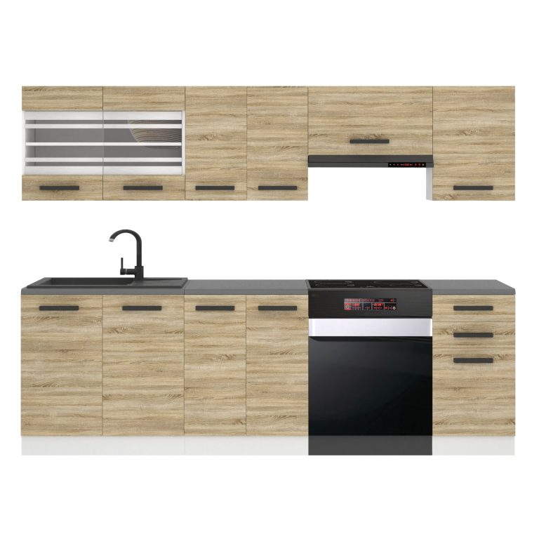 Belini Cucina Premium 240 cm rovere Sonoma con piano di lavoro LILY Produttore TOR LILY/0/WT/DS/B/B1