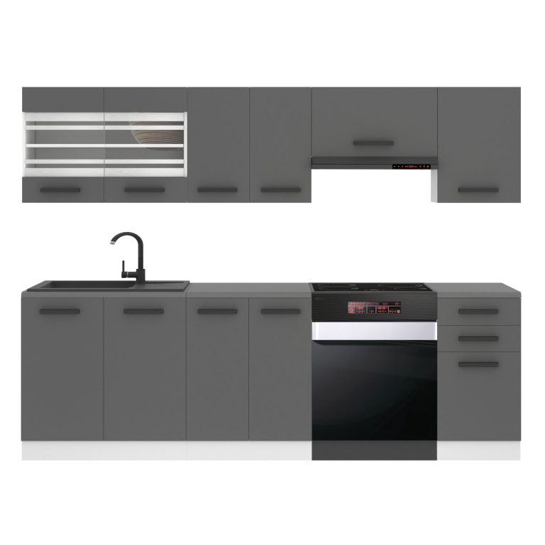 Belini Cucina Premium 240 cm grigio opaco con piano di lavoro LILY Produttore TOR LILY/0/WT/SR/B/B1