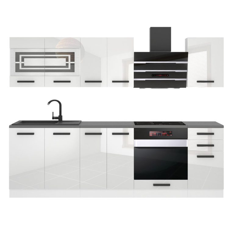 Belini Cucina Premium 240 cm bianco lucido senza piano di lavoro MARGARET Produttore INF MARGARET/0/WT/W/0/B1