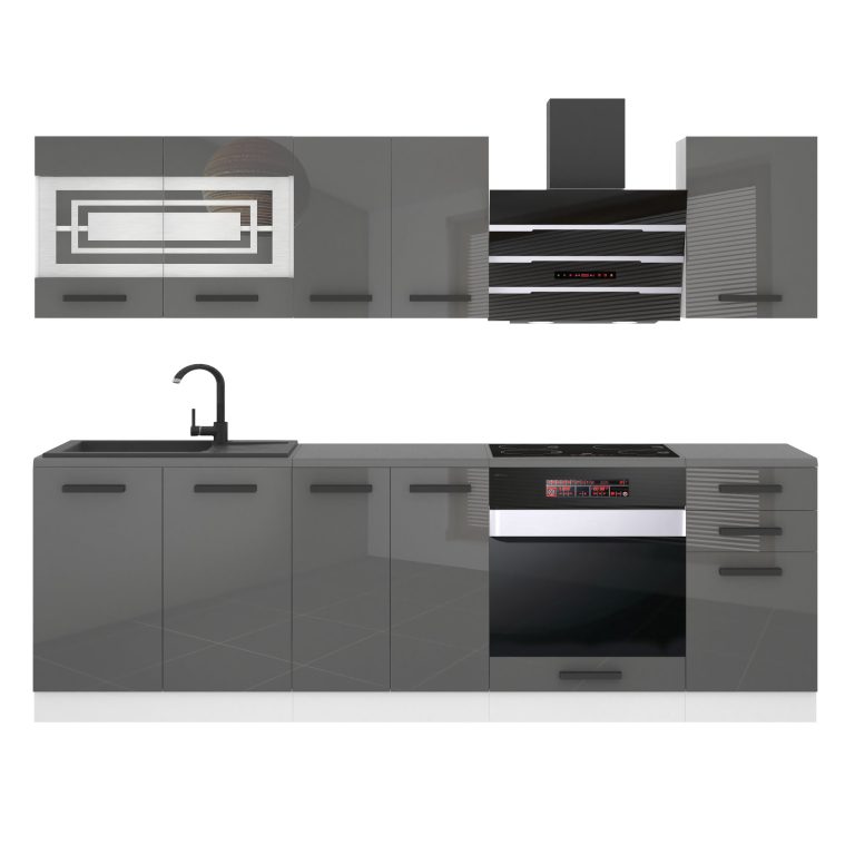 Belini Cucina Premium 240 cm grigio lucido senza piano di lavoro MARGARET Produttore INF MARGARET/0/WT/S/0/B1