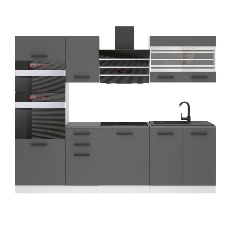 Belini Cucina Premium 240 cm grigio opaco senza piano di lavoro TRACY Produttore TOR TRACY/0/WT/SR/0/B1