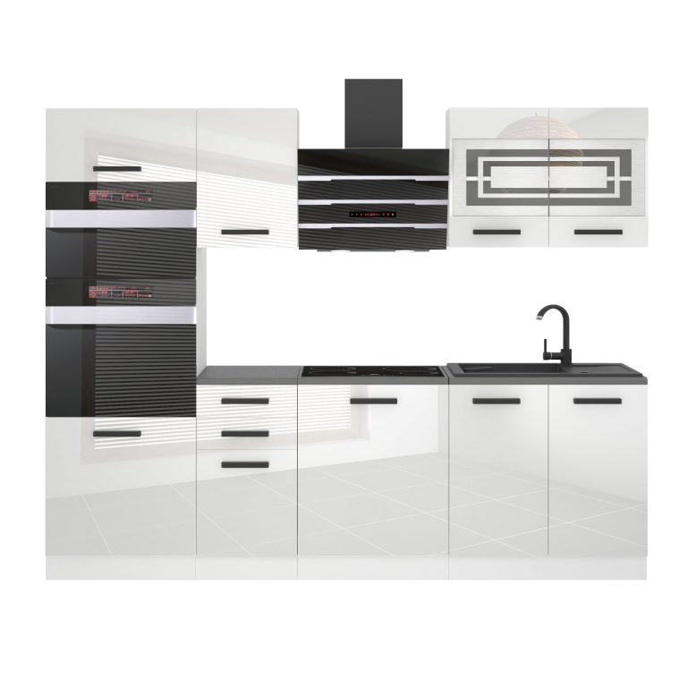 Belini Cucina Premium 240 cm bianco lucido con piano di lavoro TRACY Produttore INF TRACY/0/WT/W/B/B1