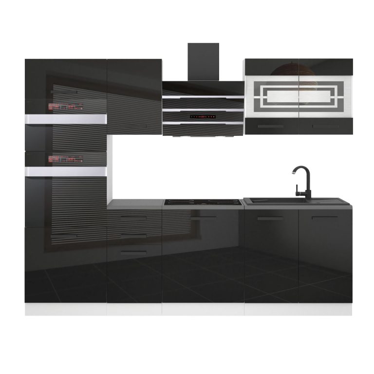 Belini Cucina Premium 240 cm nero lucido con piano di lavoro TRACY Produttore INF TRACY/0/WT/B/B/B1