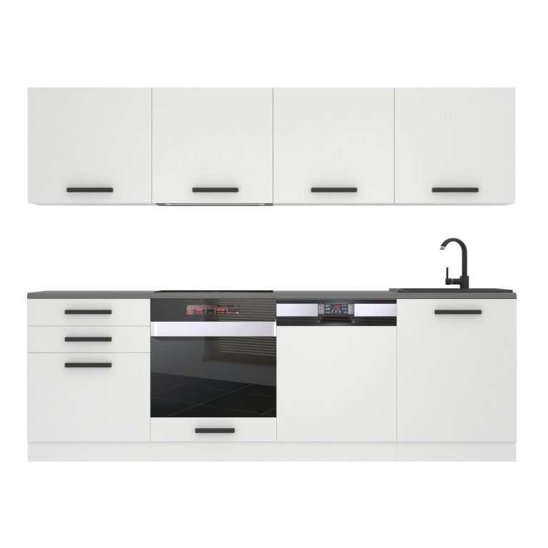 Belini Cucina Premium 240 cm bianco opaco senza piano di lavoro ALICE Produttore TOR ALICE/0/WT/WT/0/B1