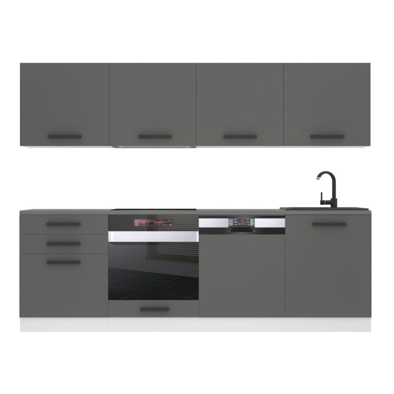 Belini Cucina Premium 240 cm grigio opaco con piano di lavoro ALICE Produttore TOR ALICE/0/WT/SR/B/ B1