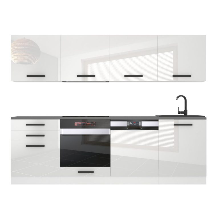 Belini Cucina Premium 240 cm bianco lucido con piano di lavoro ALICE Produttore INF ALICE/0/WT/W/B/ B1