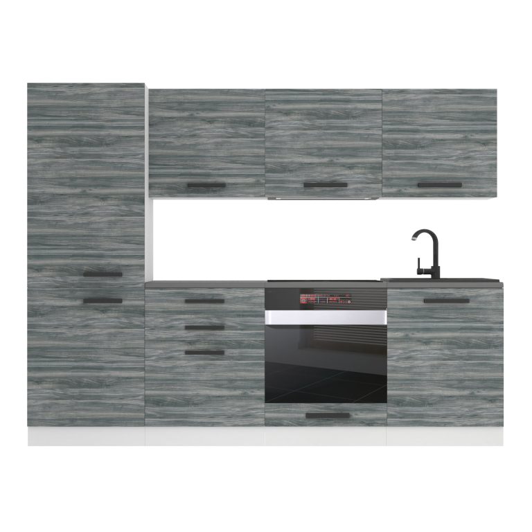 Belini Cucina Premium 240 cm Grigio Antracite Glamour Wood senza piano di lavoro SANDY Produttore TOR SANDY/0/WT/GW/0/B1