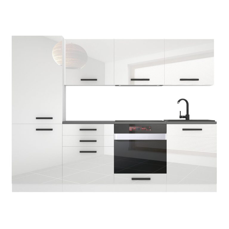Belini Cucina Premium 240 cm bianco lucido senza piano di lavoro SANDY Produttore INF SANDY/0/WT/W/0/B1