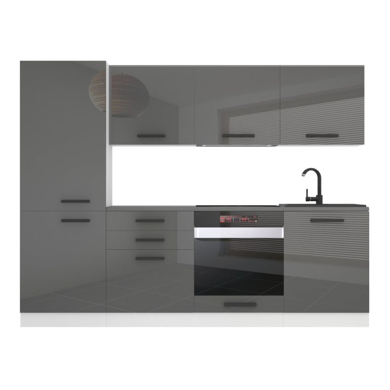 Belini Cucina Premium 240 cm grigio lucido senza piano di lavoro SANDY Produttore INF SANDY/0/WT/B/0/B1