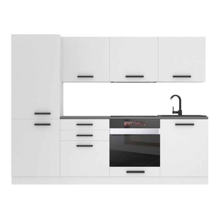 Belini Cucina Premium 240 cm bianco opaco con piano di lavoro SANDY Produttore TOR SANDY/0/WT/WT/B/B1