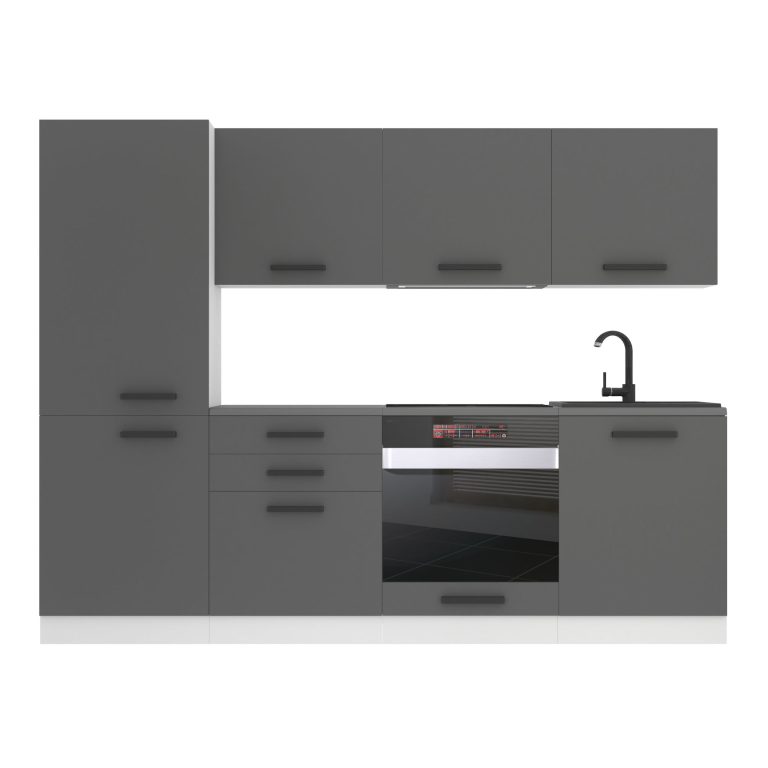 Belini Cucina Premium 240 cm grigio opaco con piano di lavoro SANDY Produttore TOR SANDY/0/WT/SR/B/B1