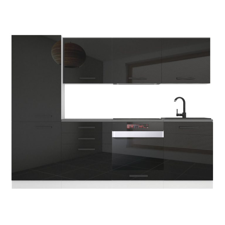 Belini Cucina Premium 240 cm nero lucido con piano di lavoro SANDY Produttore INF SANDY/0/WT/B/B/B1