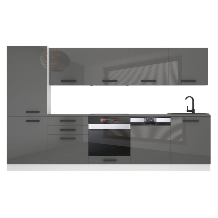 Belini Cucina Premium 300 cm grigio lucido senza piano di lavoro ROSE Produttore INF ROSE/0/WT/S/0/B1