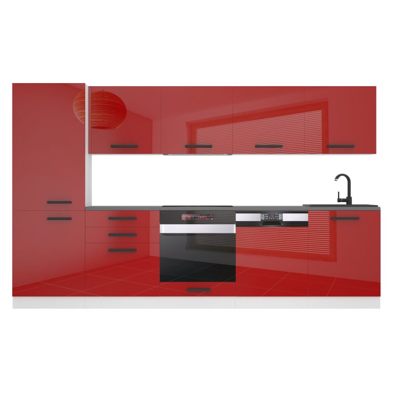 Belini Cucina Premium 300 cm rosso lucido senza piano di lavoro ROSE Produttore INF ROSE/0/WT/R/0/B1