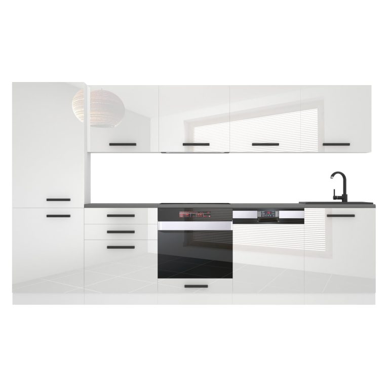 Belini Cucina Premium 300 cm bianco lucido con piano di lavoro ROSE Produttore INF ROSE/0/WT/W/B/B1