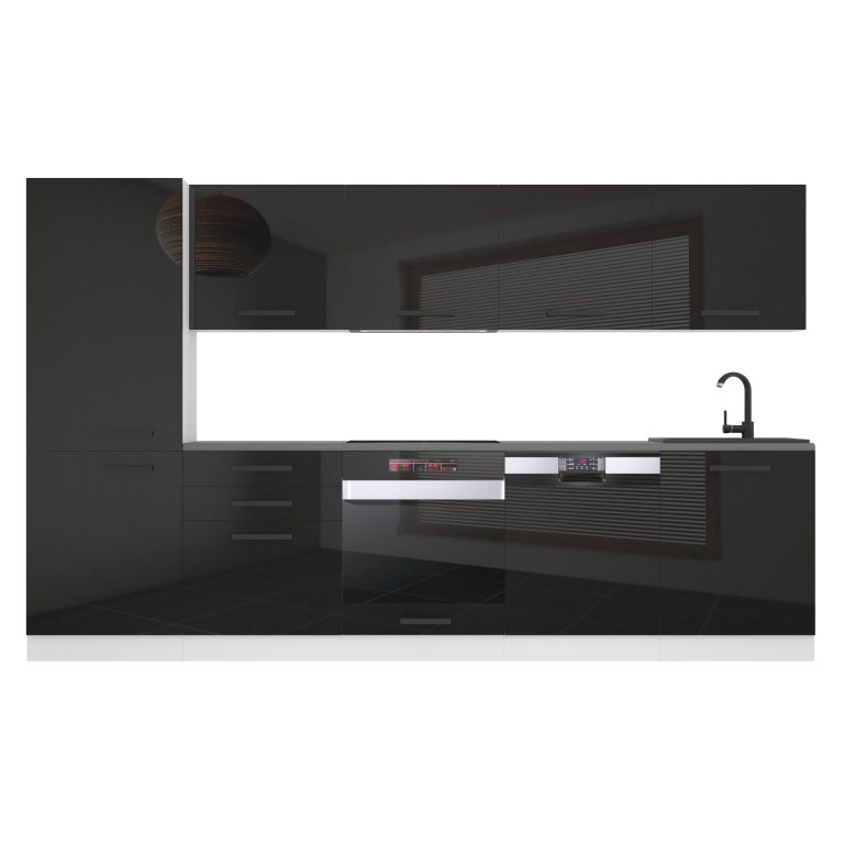 Belini Cucina Premium 300 cm nero lucido con piano di lavoro ROSE Produttore INF ROSE/0/WT/B/B/B1