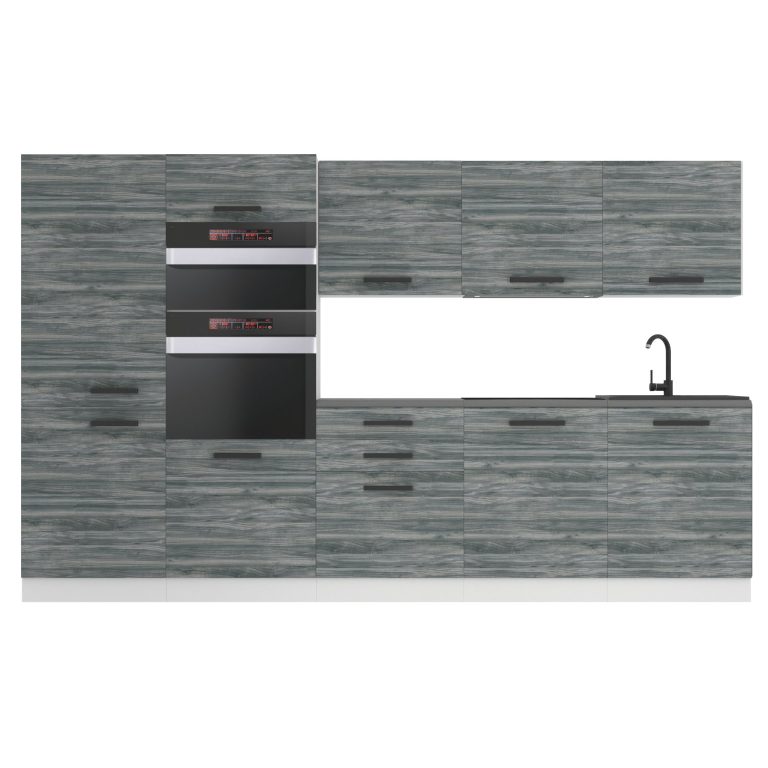 Belini Cucina Premium 300 cm Grigio Antracite Glamour Wood senza piano di lavoro GRACE Produttore TOR GRACE/0/WT/GW/0/B1