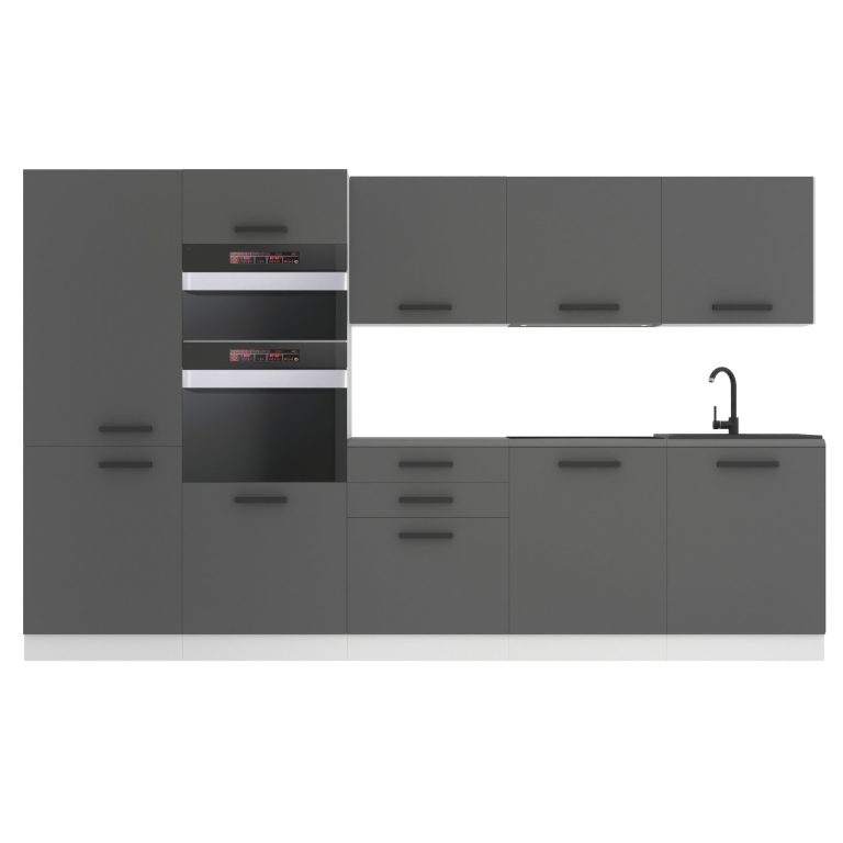Belini Cucina Premium 300 cm grigio opaco con piano di lavoro GRACE Produttore TOR GRACE/0/WT/SR/B/B1