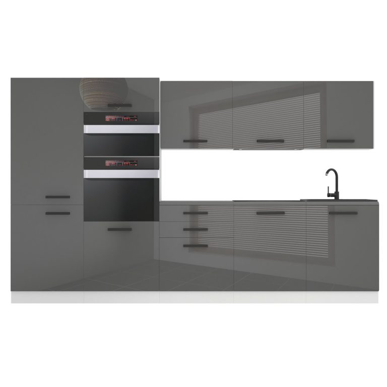 Belini Cucina Premium 300 cm grigio lucido con piano di lavoro GRACE Produttore INF GRACE/0/WT/S/B/B1