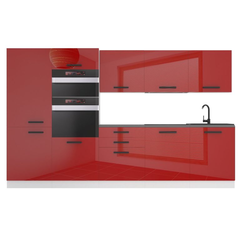 Belini Cucina Premium 300 cm rosso lucido con piano di lavoro GRACE Produttore INF GRACE/0/WT/R/B/B1