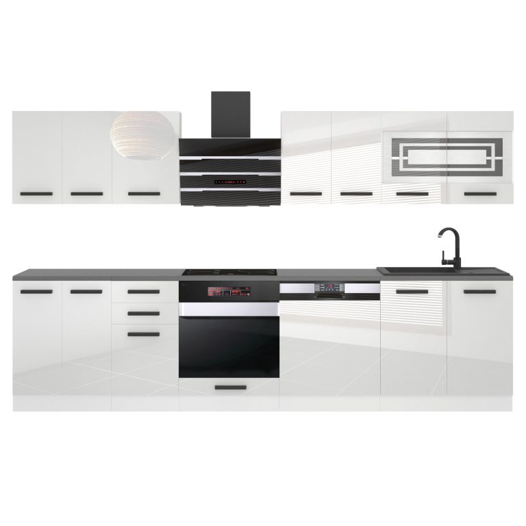 Belini Cucina Premium 300 cm bianco lucido senza piano di lavoro LUCY Produttore INF LUCY/0/WT/W/0/B1