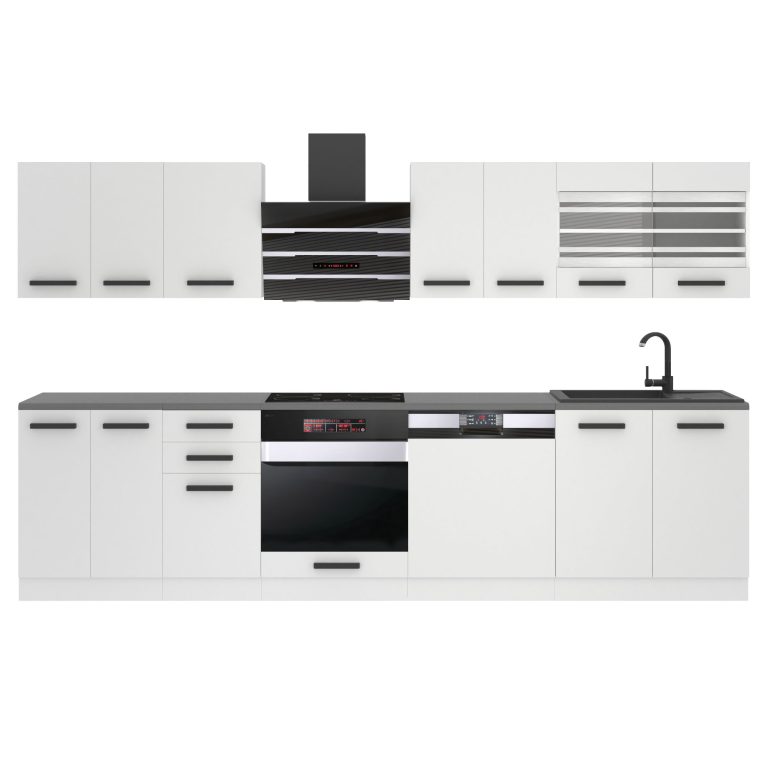 Belini Cucina Premium 300 cm bianco opaco con piano di lavoro LUCY Produttore TOR LUCY/0/WT/WT/B/B1