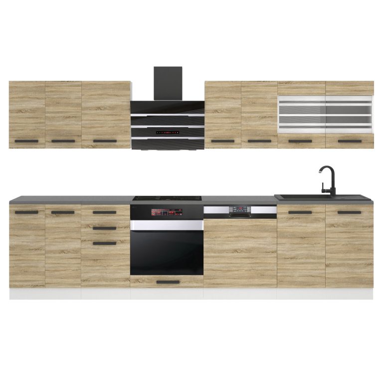 Belini Cucina Premium 300 cm rovere Sonoma con piano di lavoro LUCY Produttore TOR LUCY/0/WT/DS/B/B1