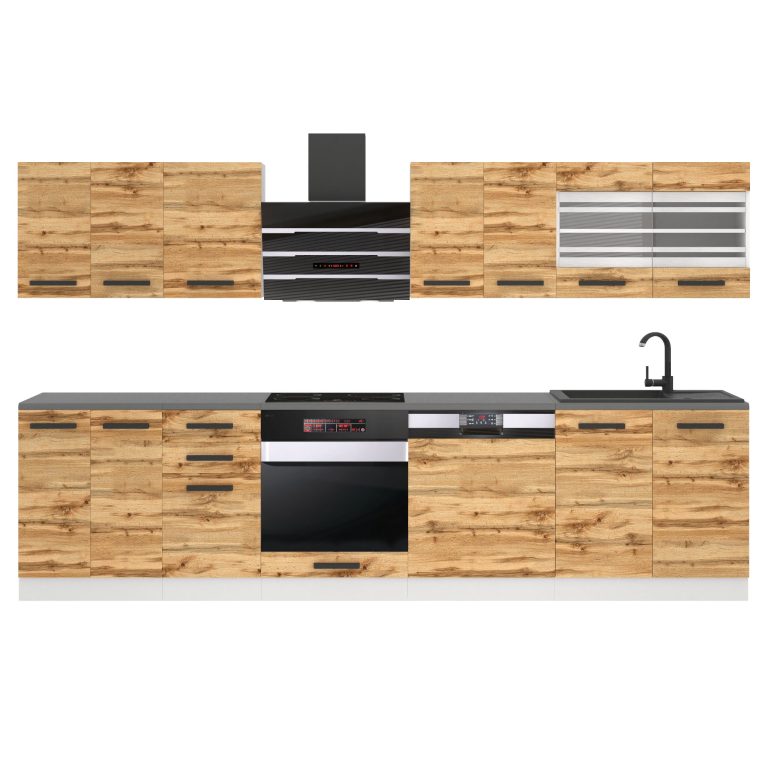 Belini Cucina Premium 300 cm rovere Wotan con piano di lavoro LUCY Produttore TOR LUCY/0/WT/DW/B/B1