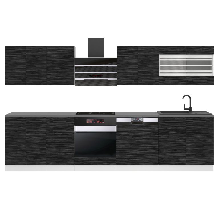 Belini Cucina Premium 300 cm royal ebony con piano di lavoro LUCY Produttore TOR LUCY/0/WT/HK/B/B1