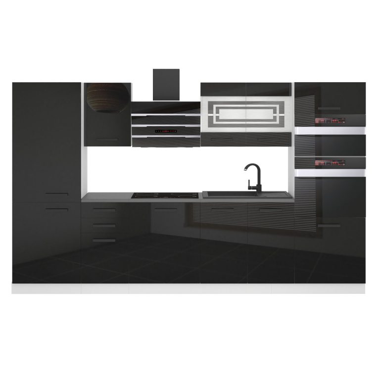 Belini Cucina Premium 300 cm nero lucido senza piano di lavoro MILA Produttore INF MILA/0/WT/B/0/B1