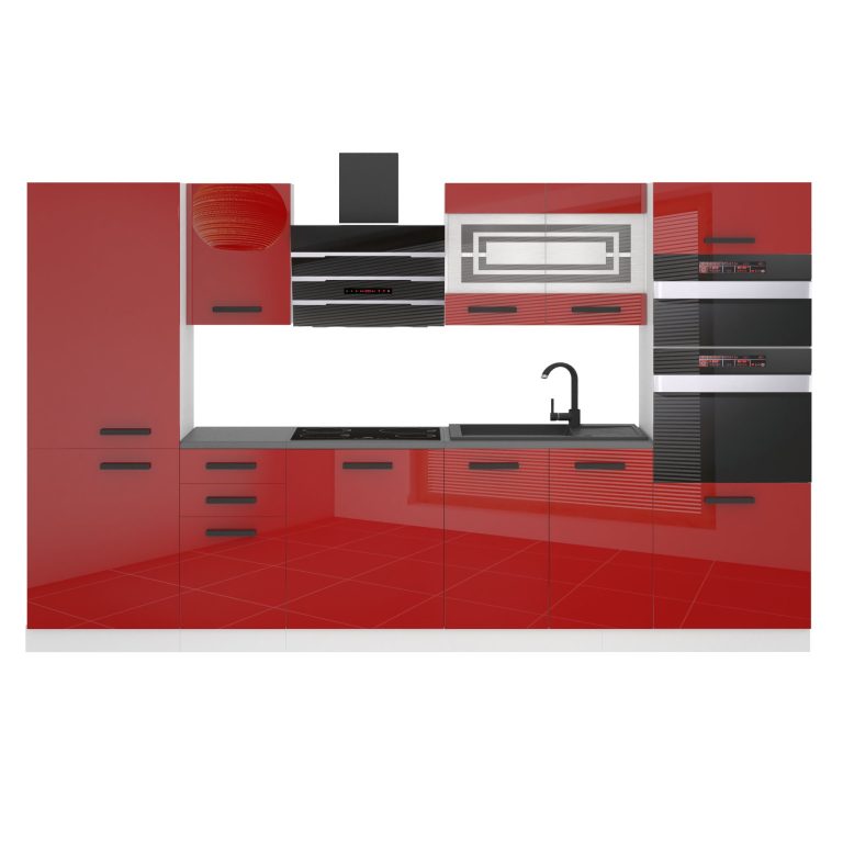 Belini Cucina Premium 300 cm rosso lucido senza piano di lavoro MILA Produttore INF MILA/0/WT/R/0/B1