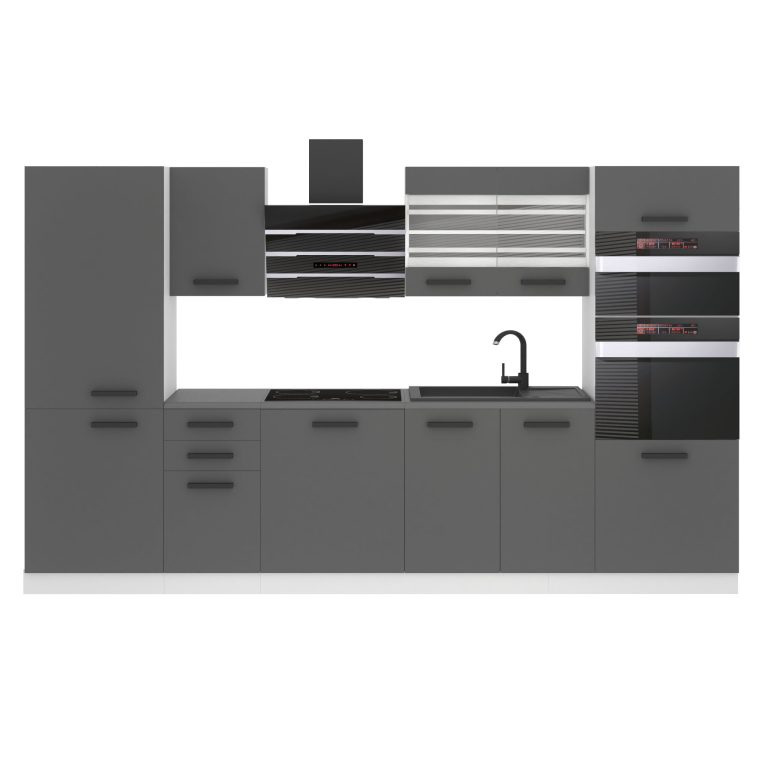 Belini Cucina Premium 300 cm grigio opaco con piano di lavoro MILA Produttore TOR MILA/0/WT/SR/B/B1