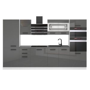 Belini Cucina Premium 300 cm grigio lucido con piano di lavoro MILA Produttore